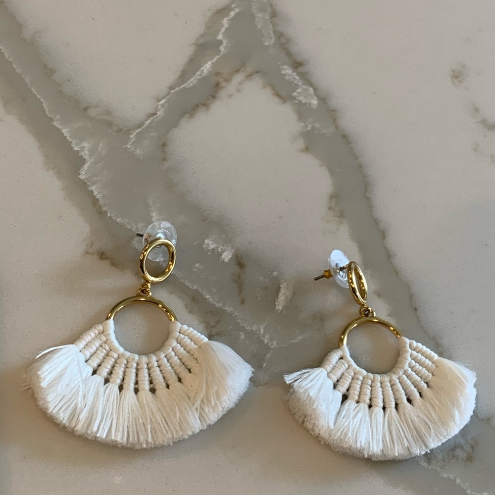 j crew white tassel earrings